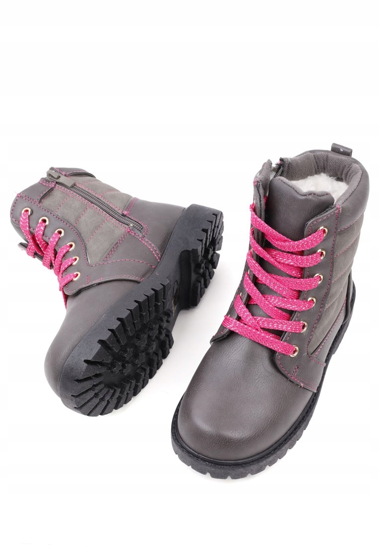 Traperki botki dziecięce śniegowce ocieplane szare Marka inna