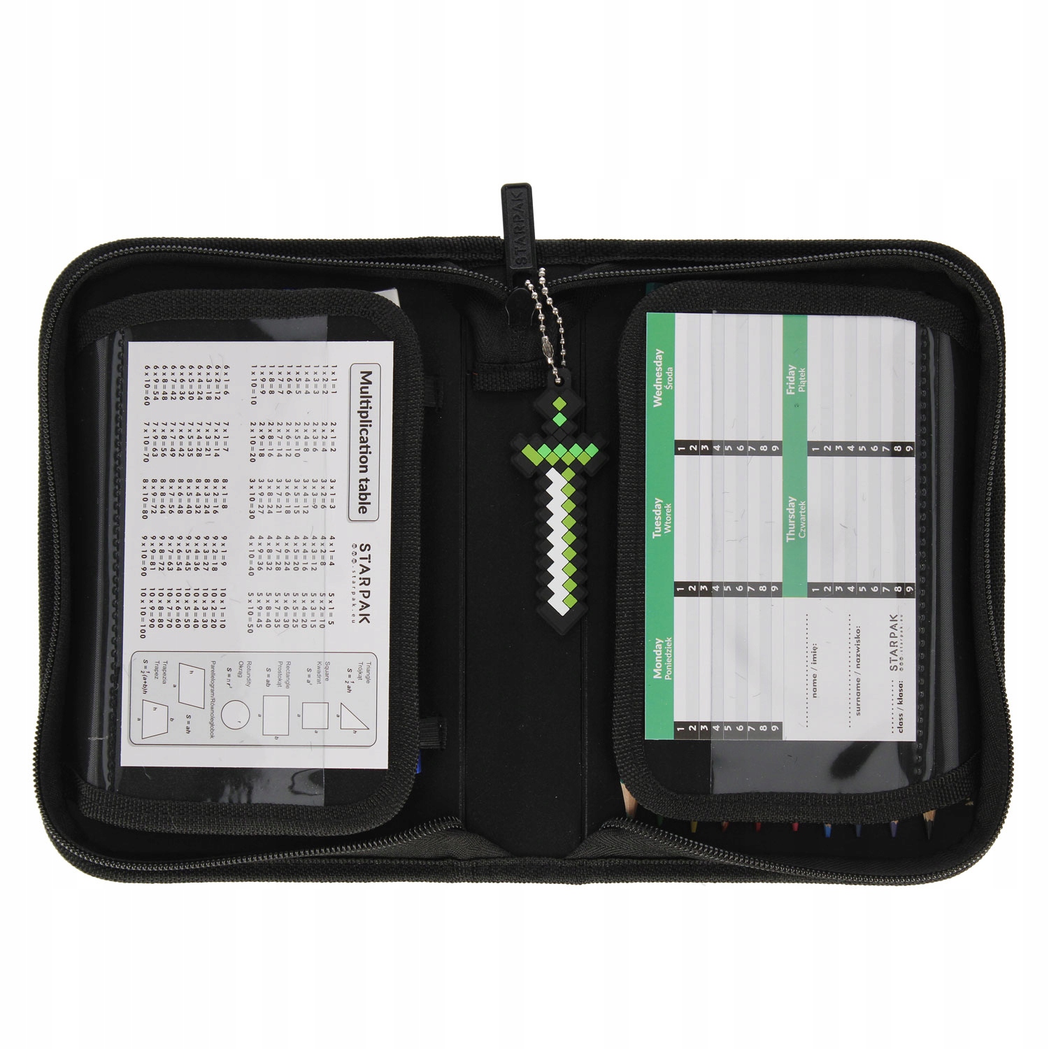 PIÓRNIK SZKOLNY ROZKŁADANY DWUKLAPKOWY Z WYPOSAŻENIEM MINECRAFT DLA CHŁOPCA Marka Starpak