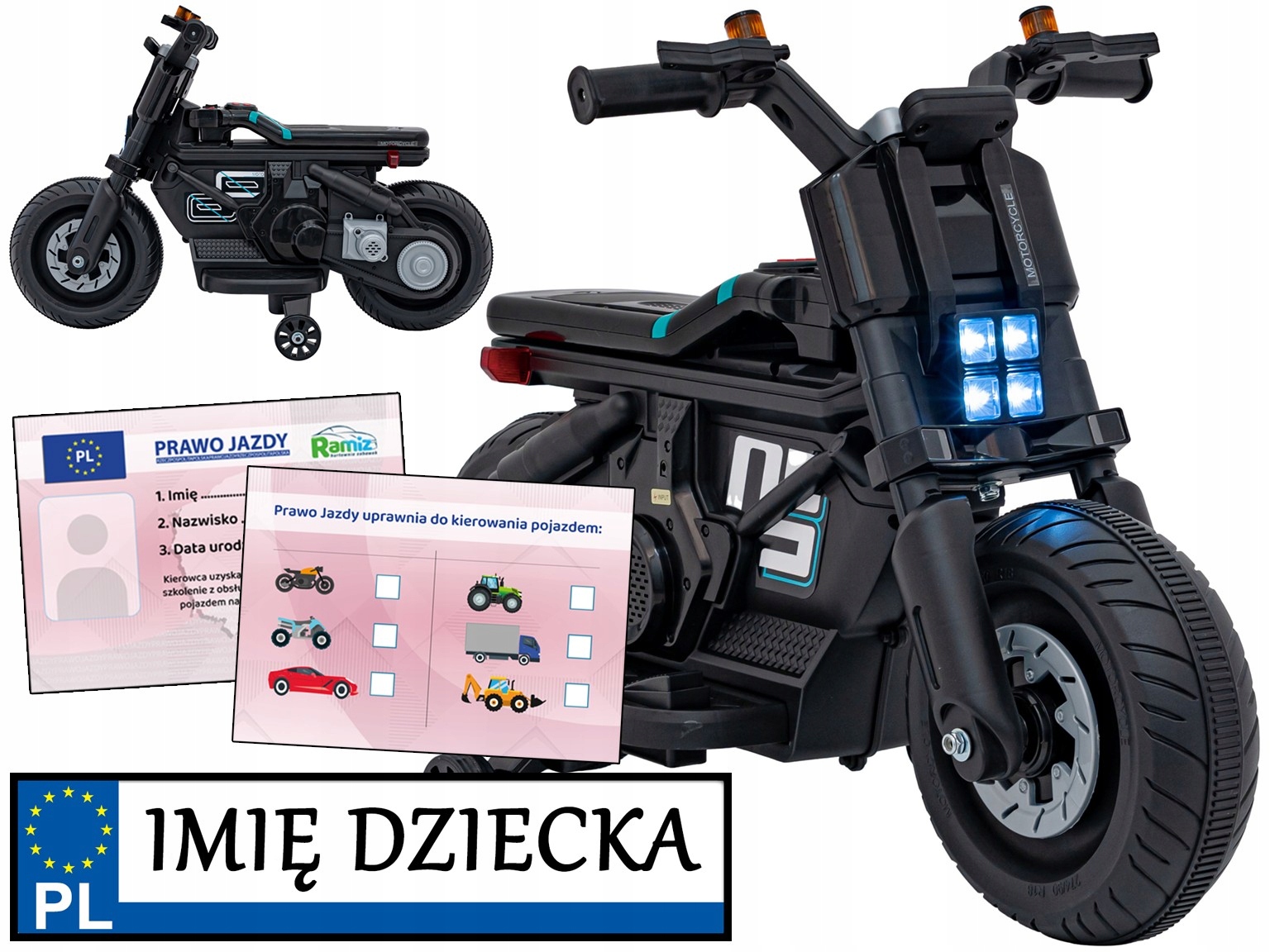 Motorek Dla Dzieci na akumulator Future 88 pojazd Prawo Jazdy