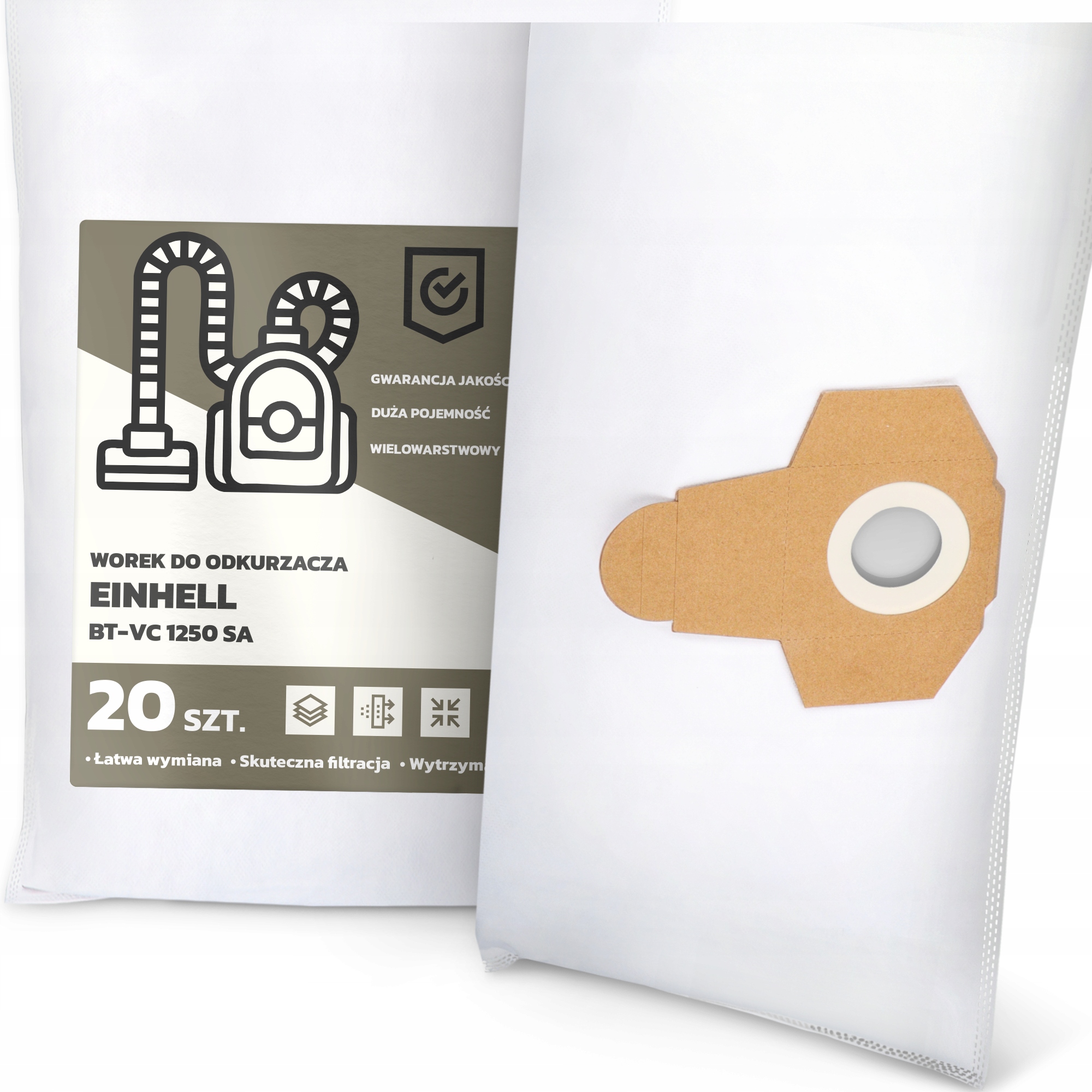 20x Sáček do Vysavače Einhell Bt-vc 1250 Sa Syntetický Textilní Velký G9