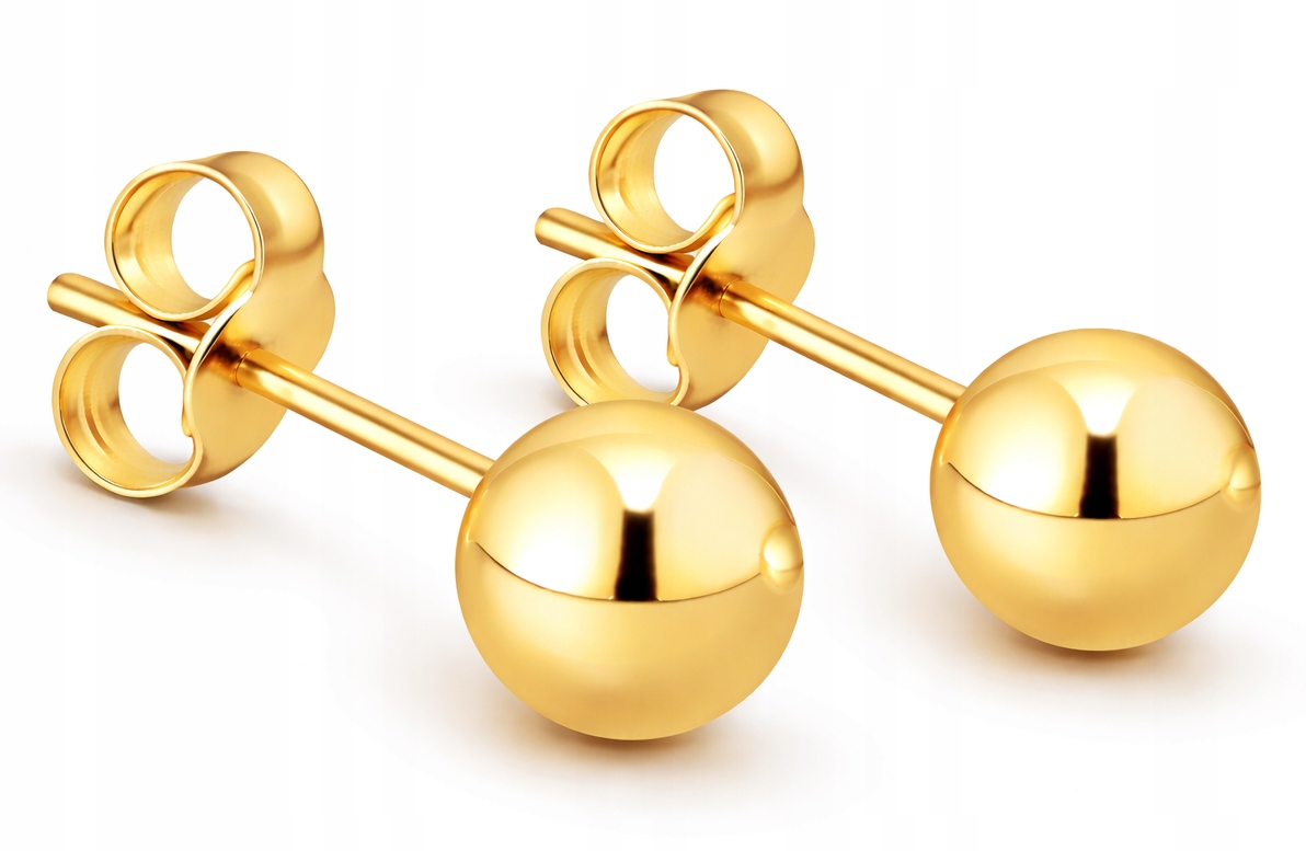 Piękne Złote Kolczyki Kulki 333 6 mm