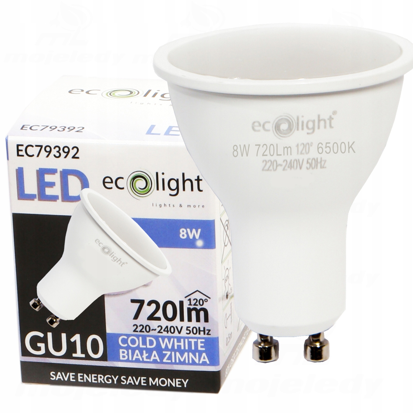 

Żarówka led 8W GU10 70W zimna Cw 720Lm 6500K