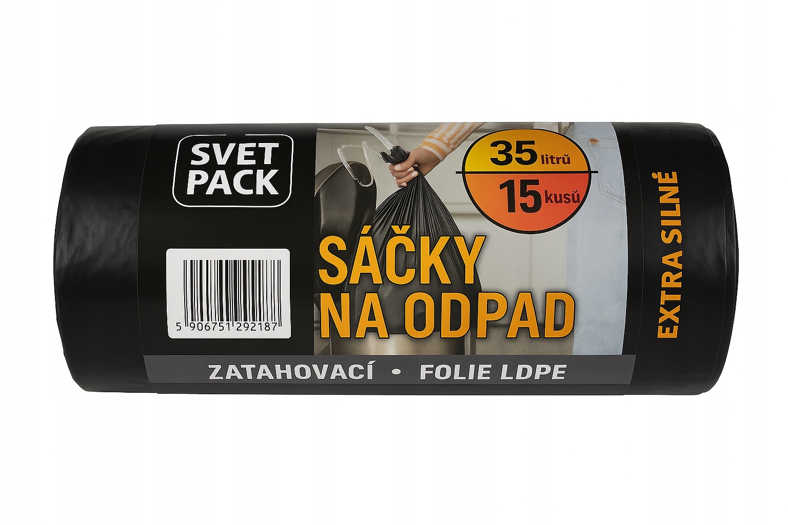 Levně Sáčky na odpadky s páskou 35l 15 kusů fólie Ldpe silná fólie 50 Rolek