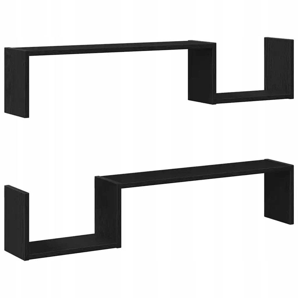 Nástěnná police černý dub 100 x 15 x 20 cm se 2 policemi