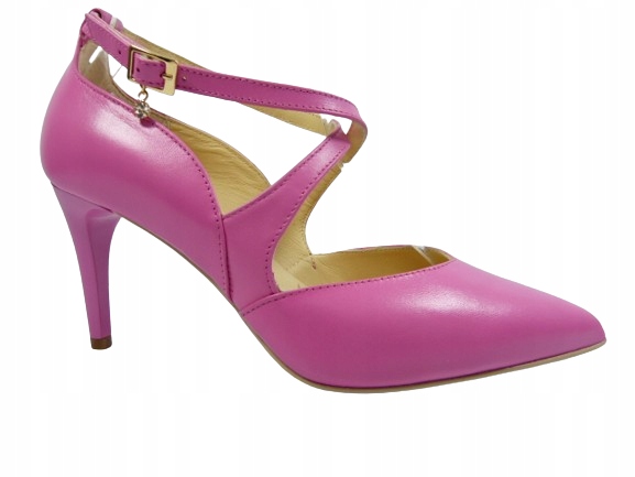 Fuchsiové pásky na kříži lodičky elegantní letní dámské lodičky Sala 37