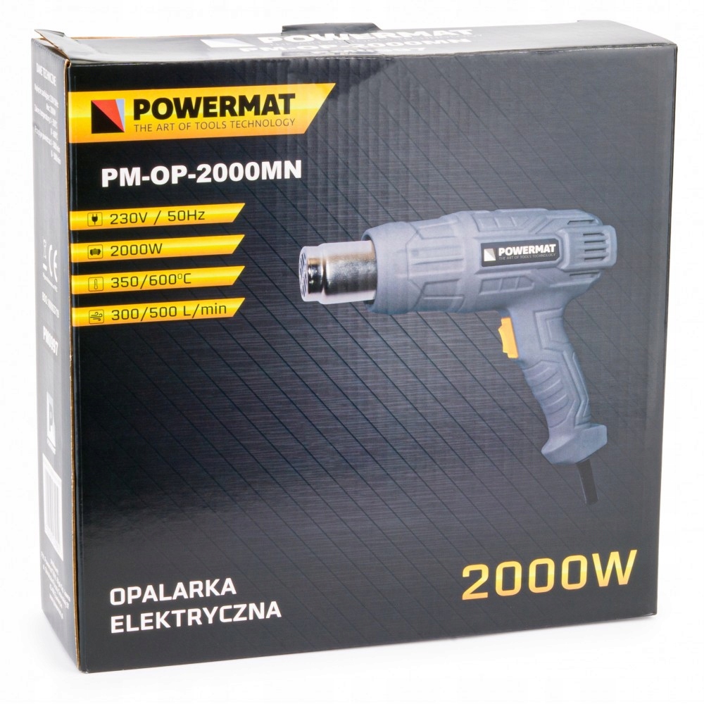 OPALARKA ELEKTRYCZNA POWERMAT 2000W 600°C Informacje dodatkowe regulacja temperatury