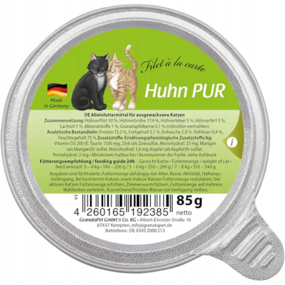 Levně 4x GranataPet Filé a la carte chicken Pur 85g mokré krmivo pro kočky