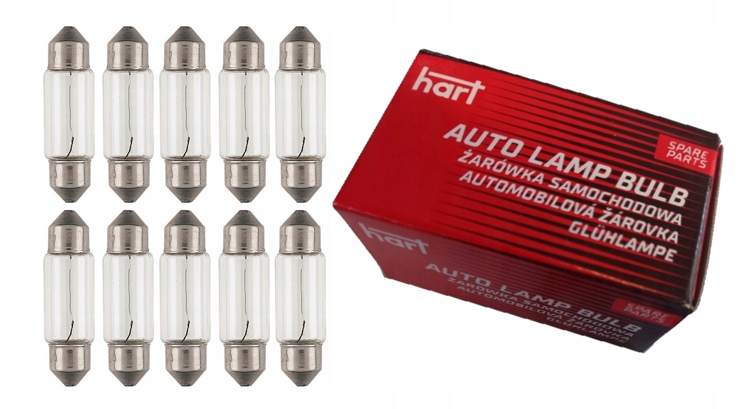 10x Żarówka Rurkowa Hart C5W 12V 5W Rurka 36mm. 10 sztuk