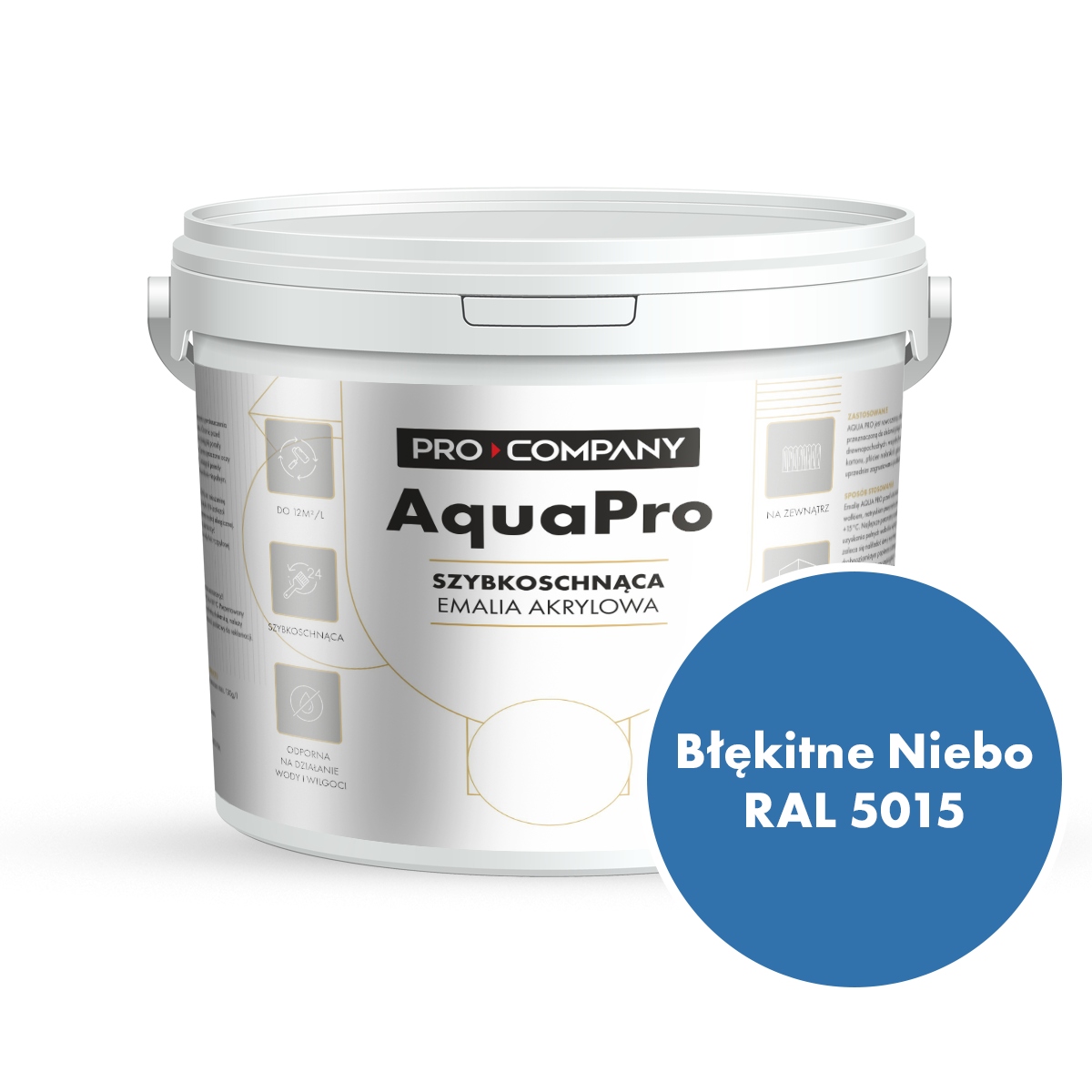 Aqua Pro Emalia Akrylowa Szybkoschnąca 9L Błękitne Niebo Ral 5015