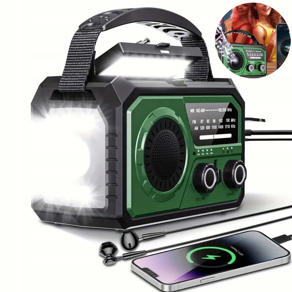 Radio Korbkowe 16000MAH Bluetooth 5.3 Z Gniazdem Słuchawkowym Kompas