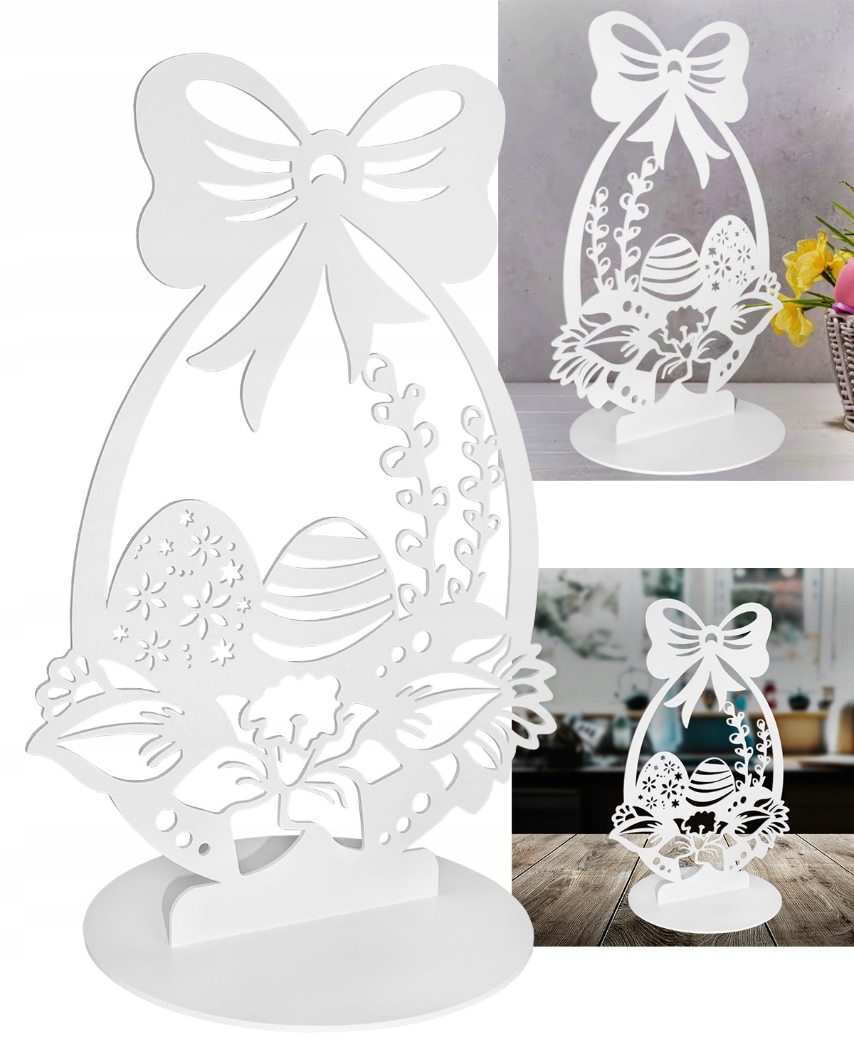 

Ozdoba wielkanocna koszyczek koszyk Biały metal