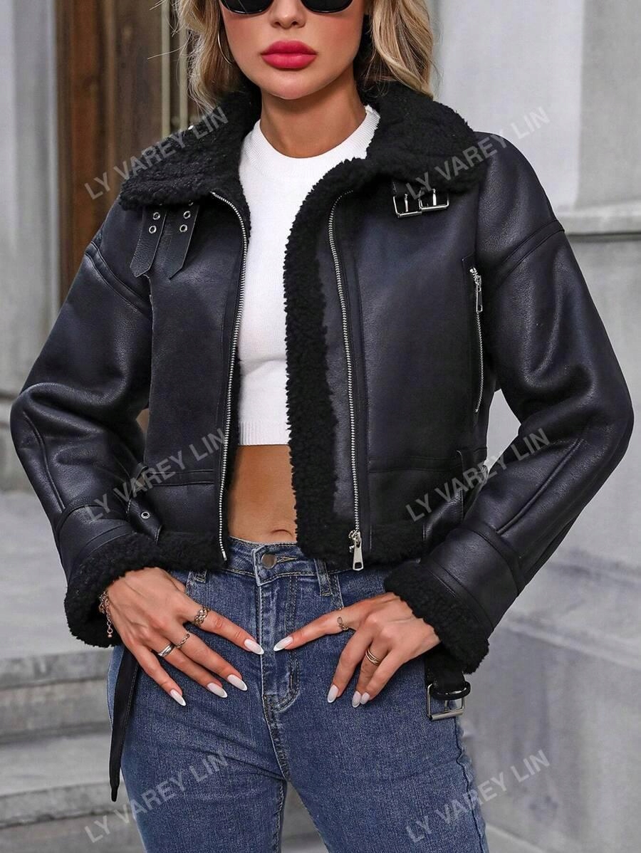 Shein Černá Bunda Ramoneska W01__XL