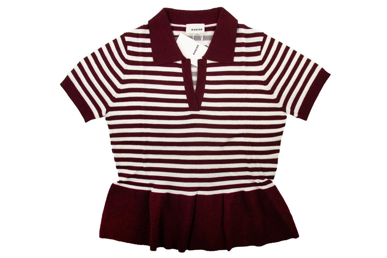 Dámská halenka Rodier s pruhovaným Tričko a peplumem, vel. L