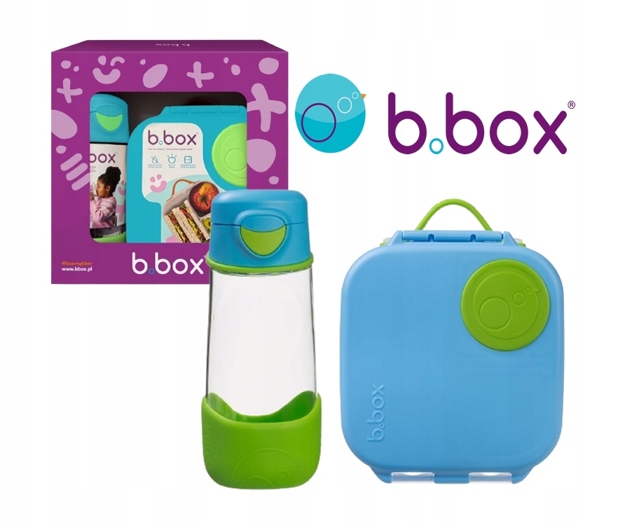 Sada Športová tritanová fľaša 450 ml Mini Lunchbox Ocean Breeze B.box