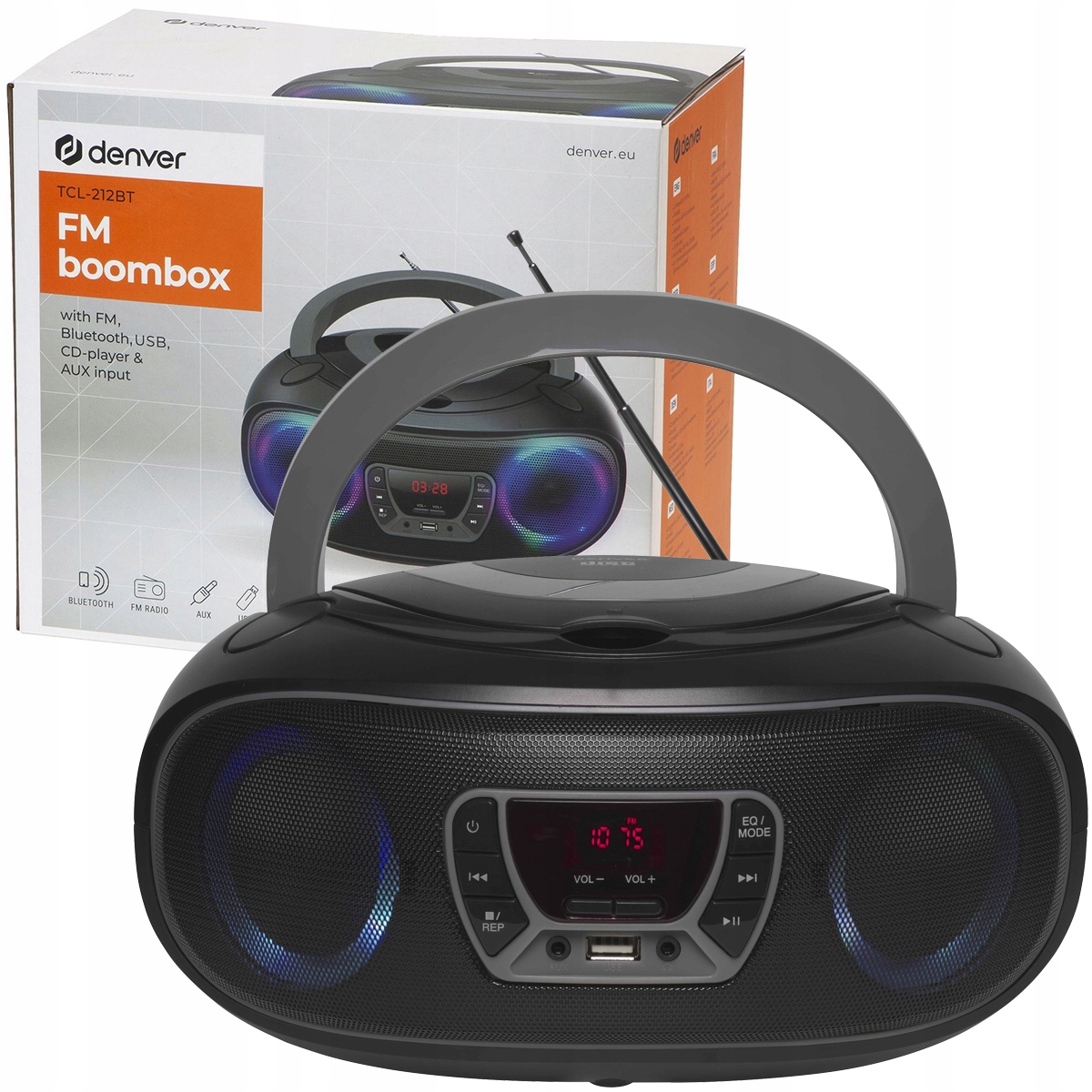 DENVER BOOMBOX ODTWARZACZ USB CD MP3 AUX BLUETOOTH Sklep, Opinie