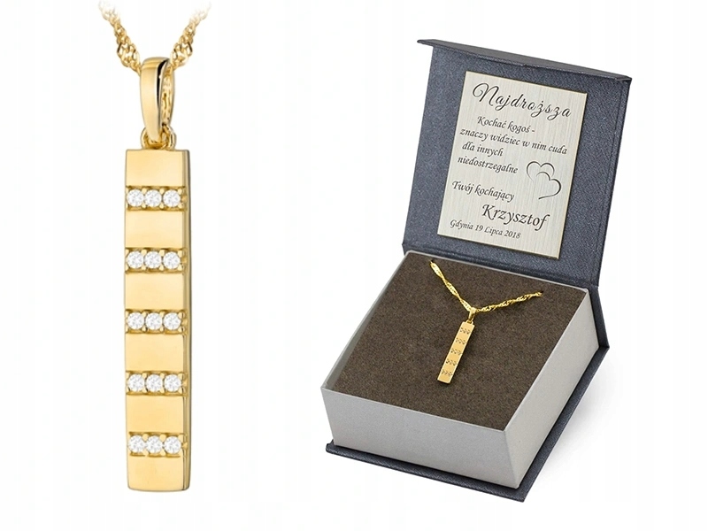 Zlatý Náhrdelník 38 Cm pr. 585 Přívěsek Přívěsek Tyčinka se Zirkony 14k