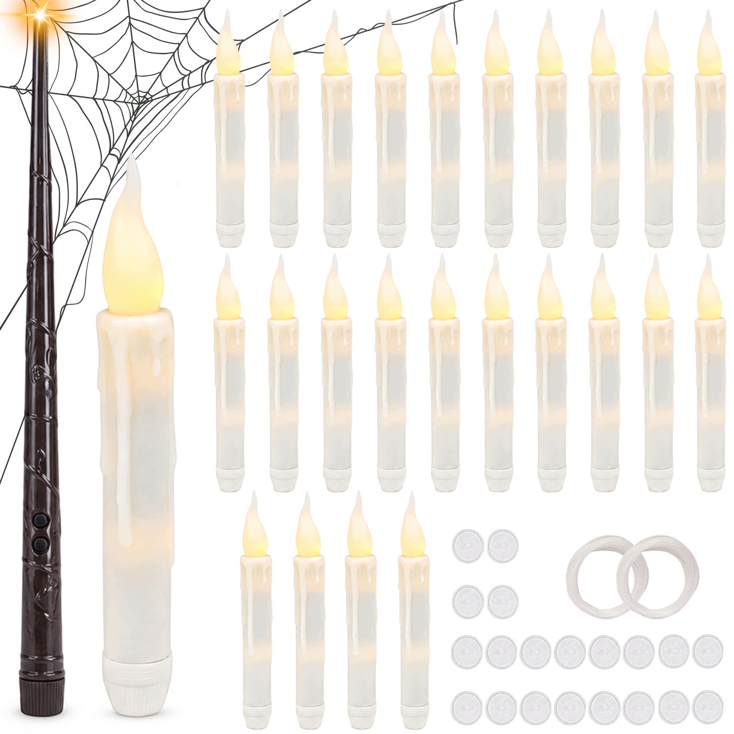 Led Svíčky 24 Kusů Zavěšených Na Párty Dekorace Na Halloween S Dálkovým Ovládáním