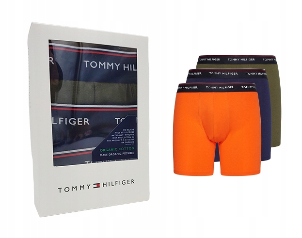 Pánské dlouhé boxerky Tommy Hilfiger Námořnická Modrá Pomeranč Zeleň 3ks XL