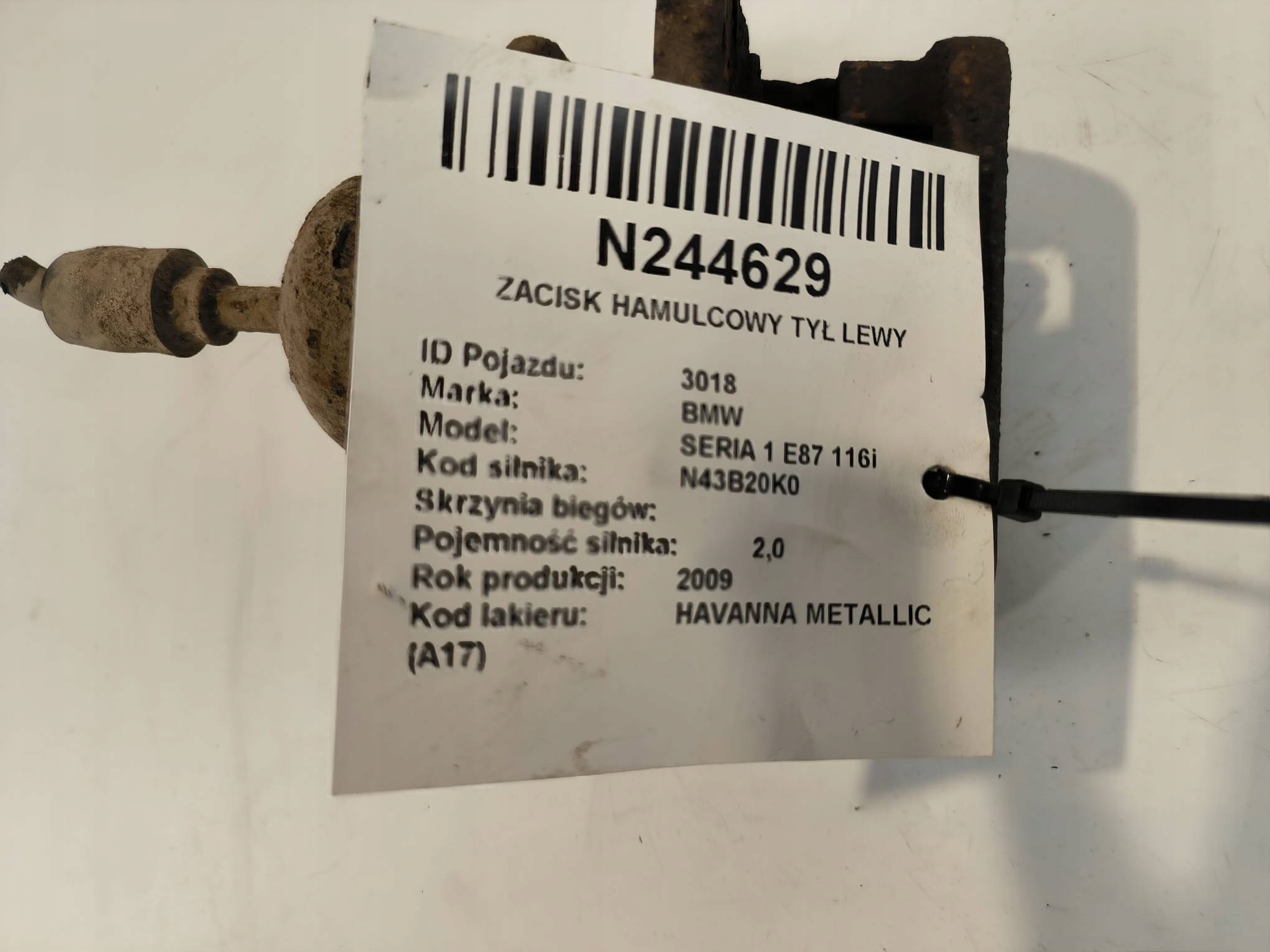 caliper brake rear part left BMW SERIA 1 E87 116i