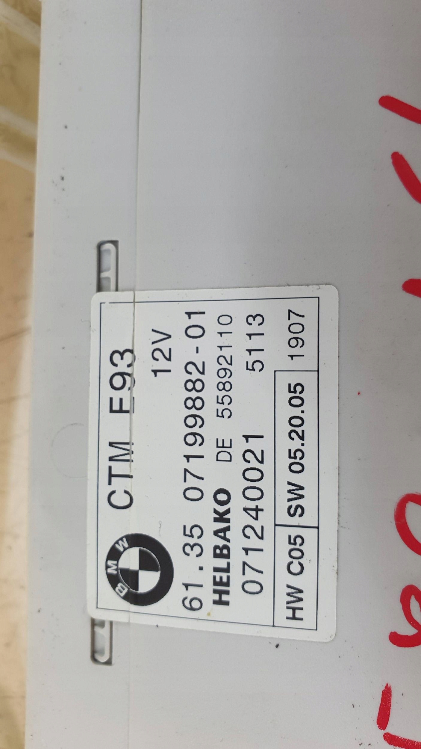 BMW 3 E93 Cabrio control unit module roofs skladanego