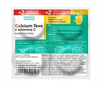 Calcium z witaminą C 12 tabletek musujących