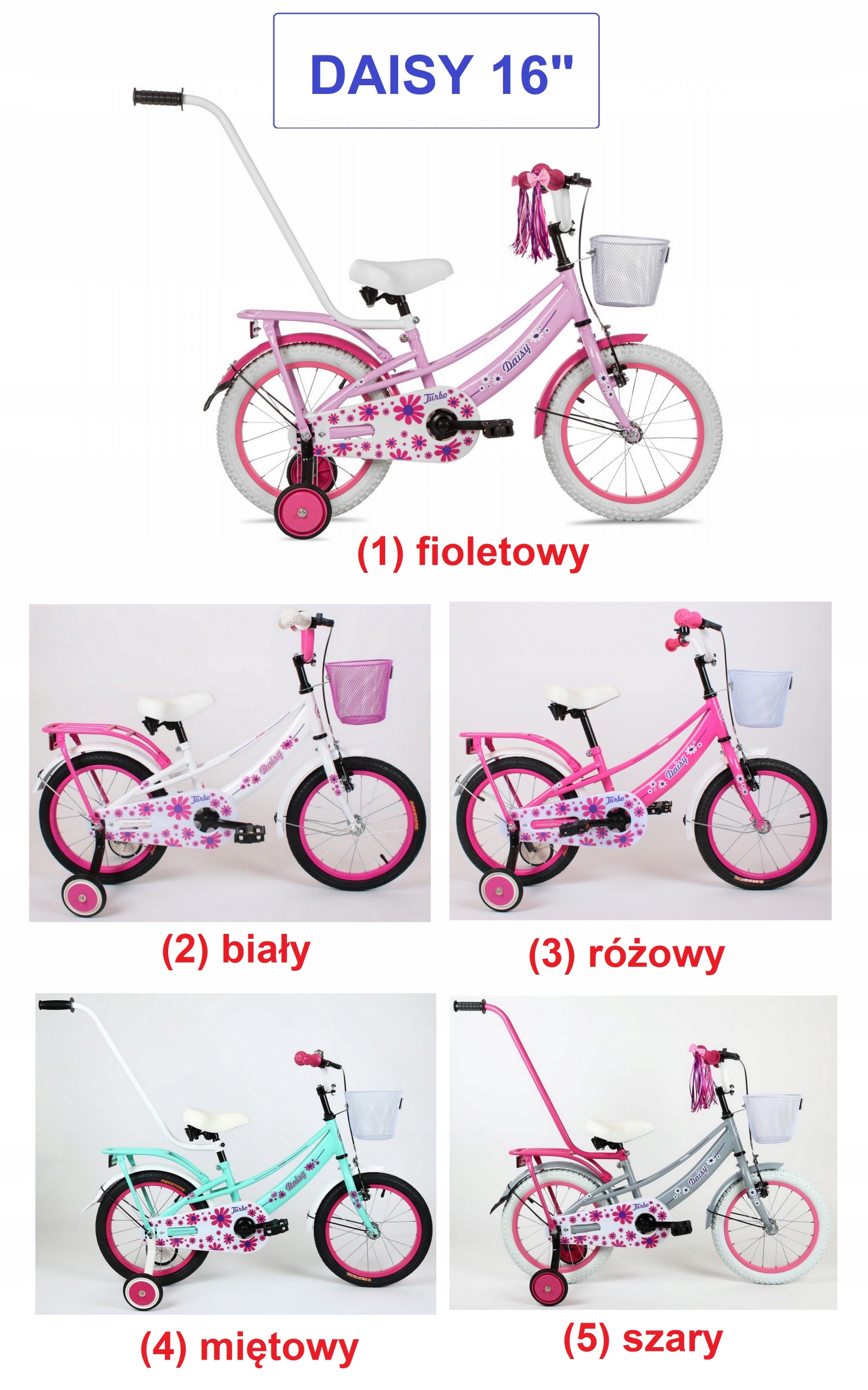 Rower 16 cali dla dziewczynki Turbo Daisy 16" Polski Producent różne