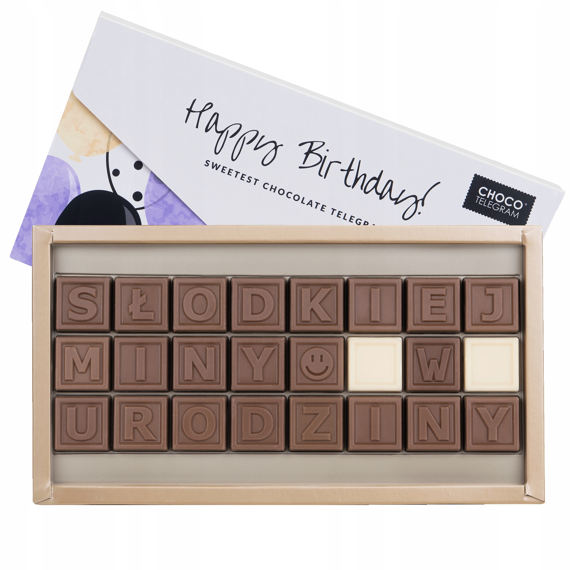 Telegram z Belgijskiej Czekolady Słodkiej Miny W Urodziny 228 g