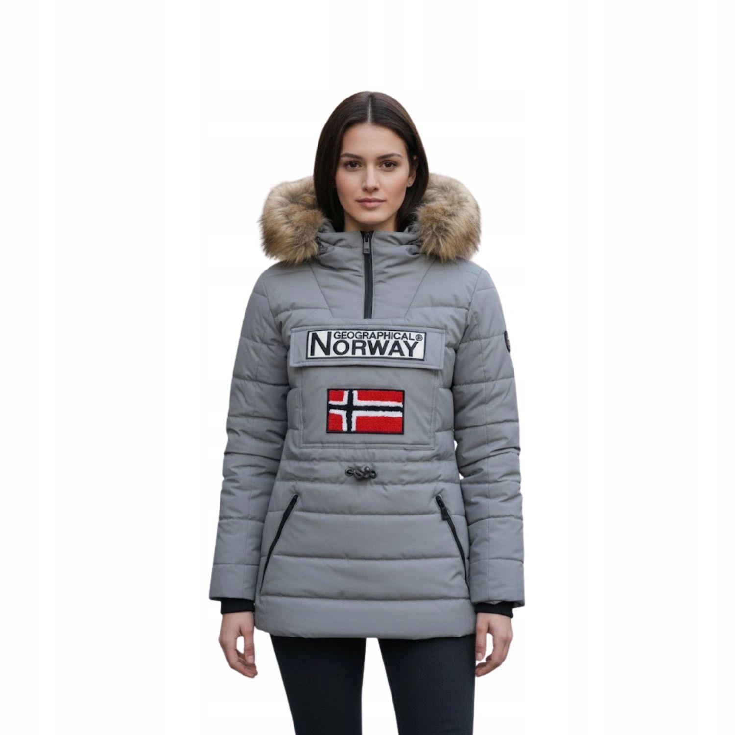 Dámská bunda Geographical Norway teplá zimní prošívaná bunda s kapucí vel.