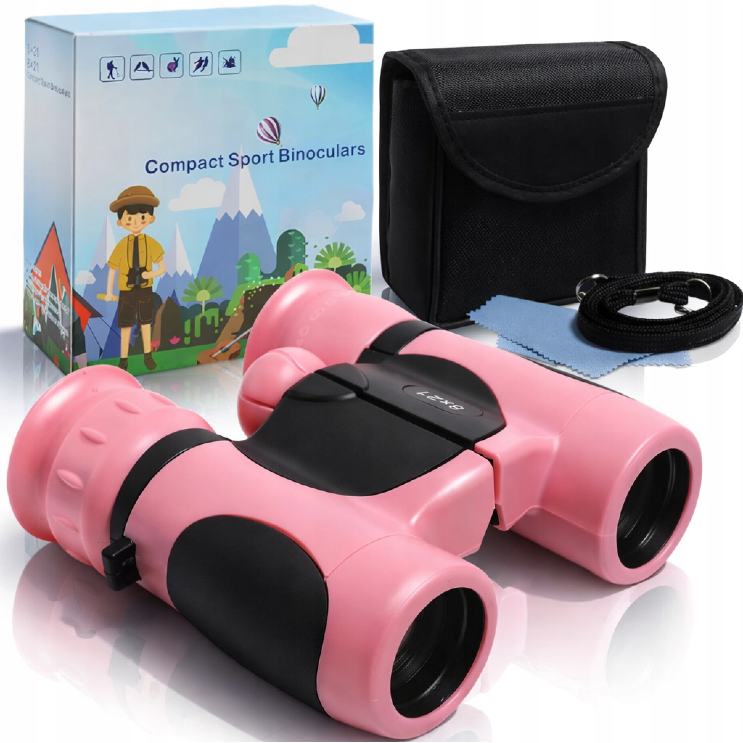 LORNETKA 8x21 DLA DZIECI EDUKACYJNA ZABAWKA SZKLANA OPTYKA DZIEŃ NOC + ETUI