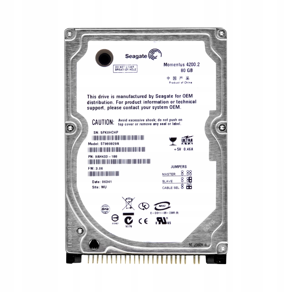 Seagate Moments 4200.2 80GB 4.2K 8MB Ata 2.5'' ST980829A