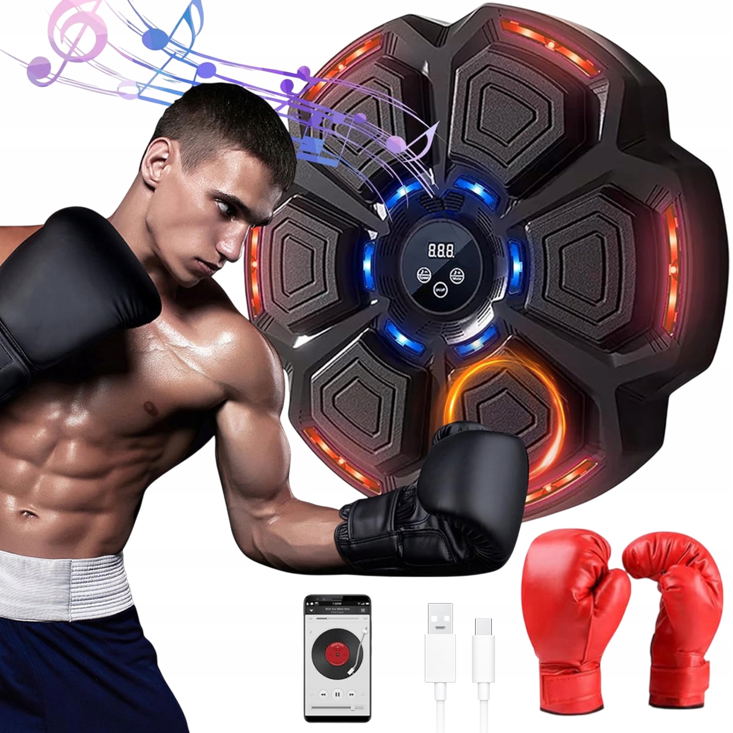 Maszyna Muzyczna Bokserska Treningowy Music Boxing Bluetooth Na Ściana