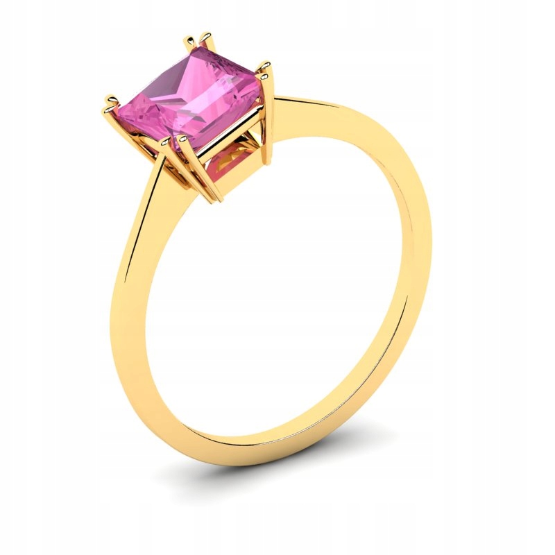 

Pierścionek Złoty Klasyczny Z Różową Cyrkonią 6MM