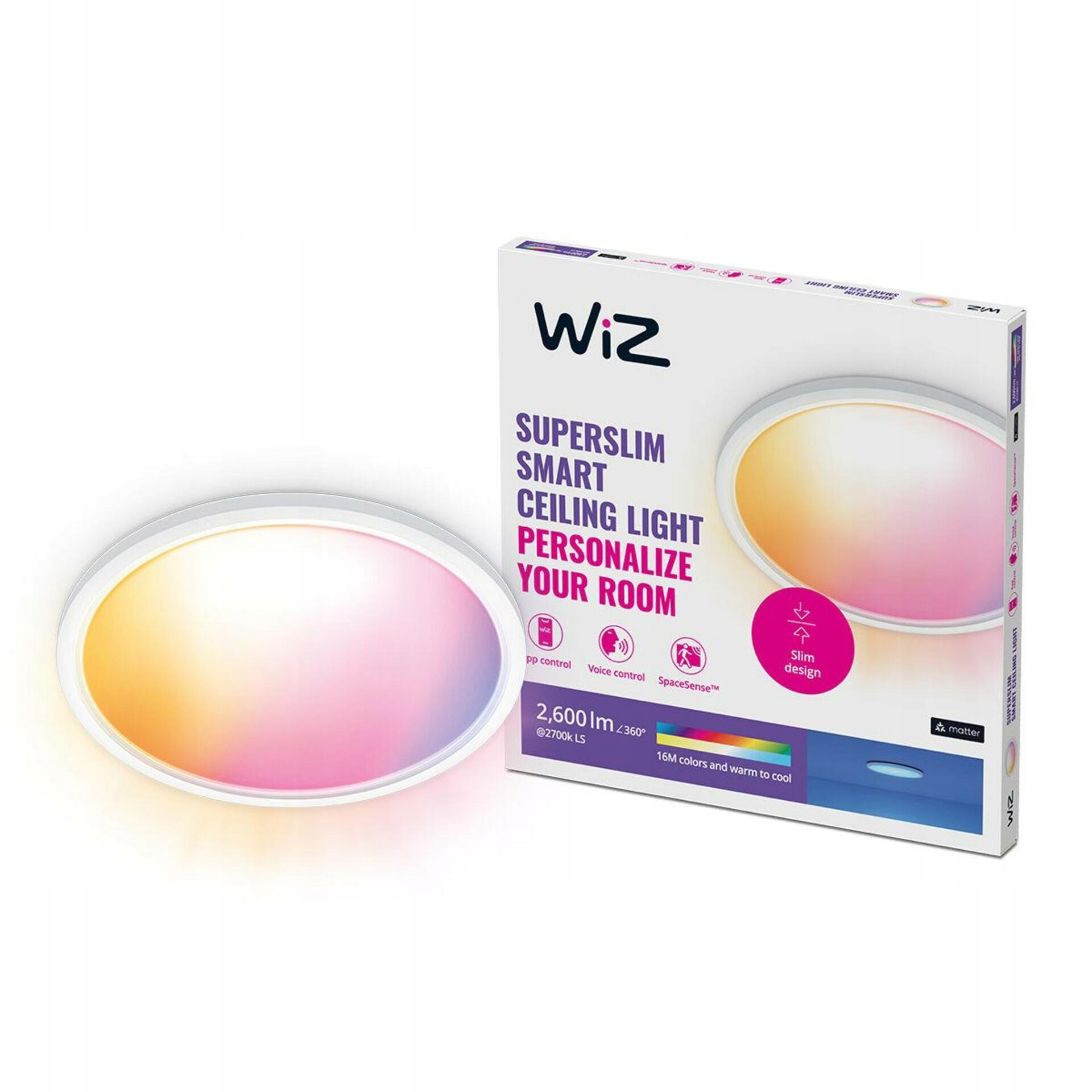 WiZ SuperSlim přisazené Led svítidlo 22W 2600lm 2700-6500K Rgb IP20 42cm, b