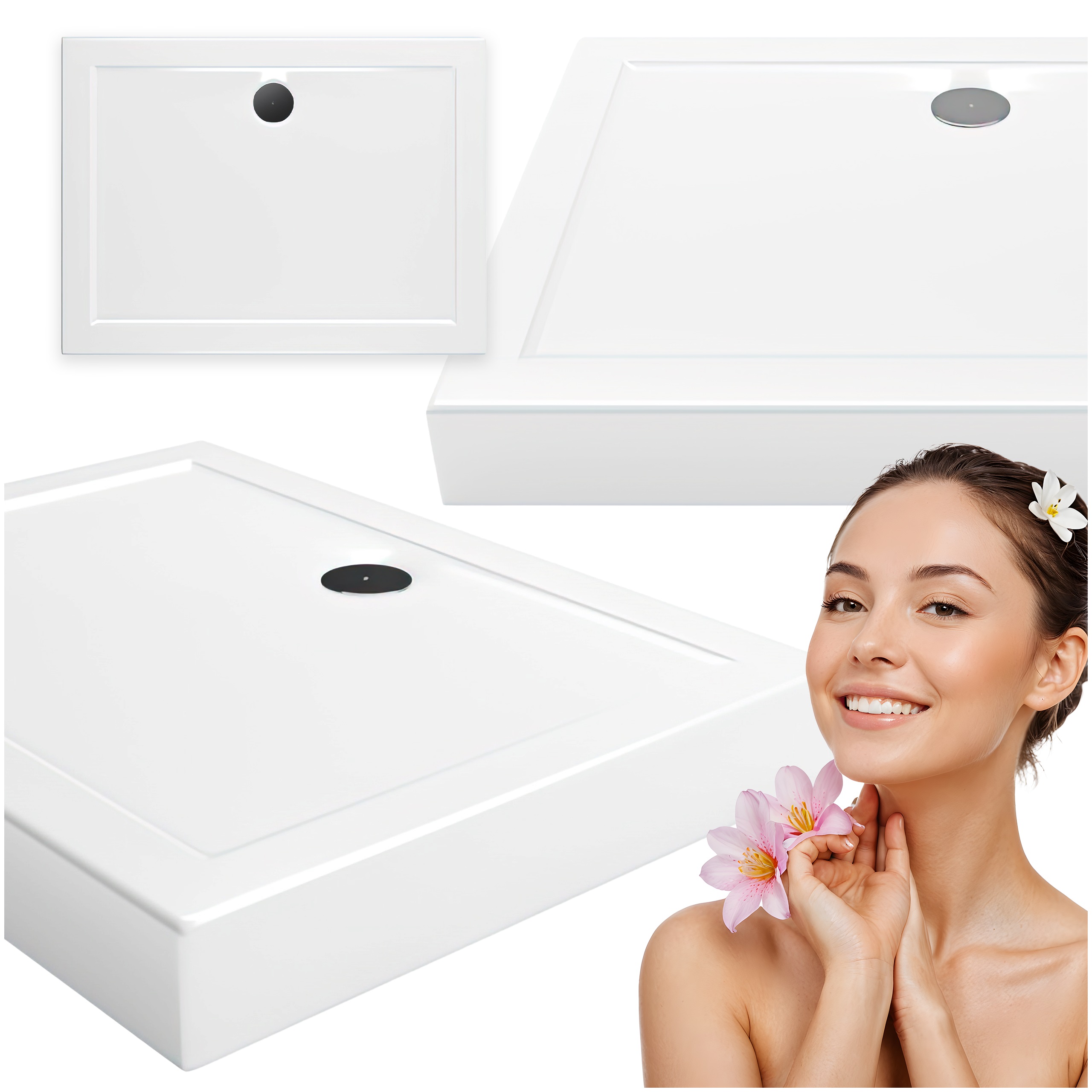 Sprchová Vanička Do Koupelny, Jednoduchá, Volně Stojící, Bílá 120X100X14