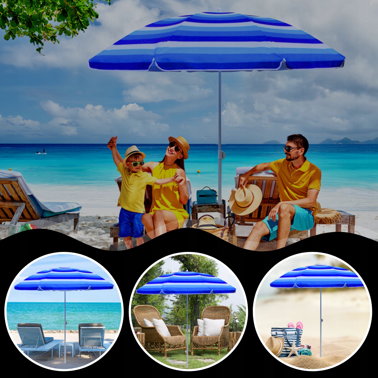 PARASOL PLAŻOWY OGRODOWY DUŻY ŁAMANY 180 cm BALKON Model 1048819