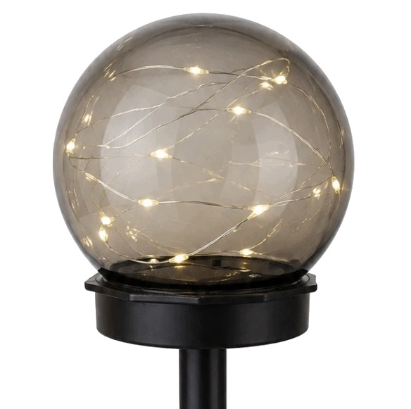 Lampki solarne kule 8 szt 34 cm wbijane ogrodowe 6 LED czujnik zmierzchu