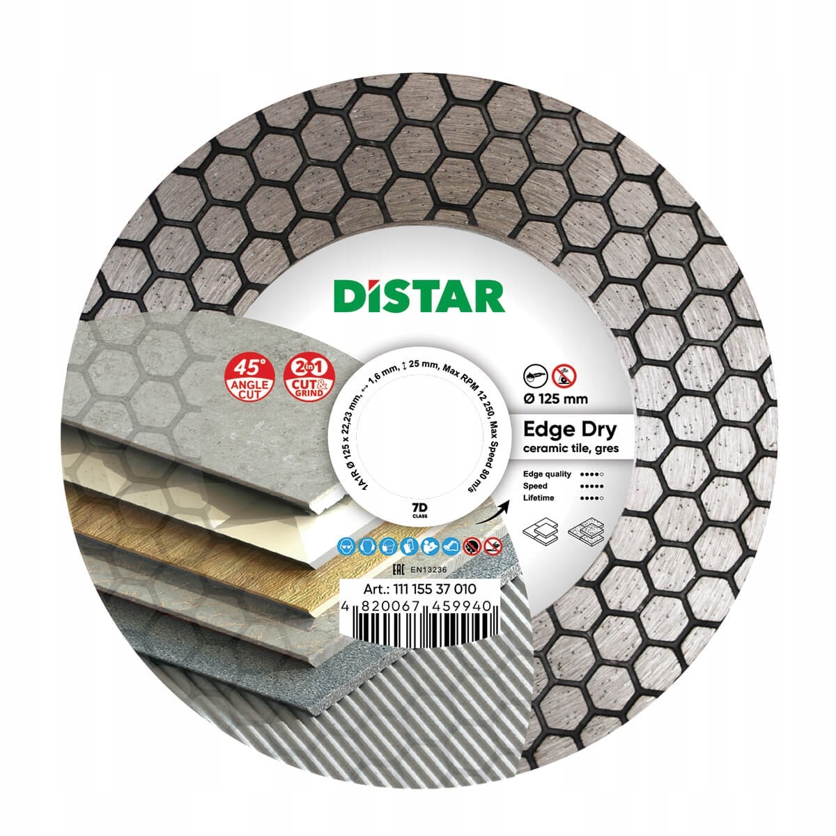 Kotouč Edge Dry Max 125 mm Distar, řezání 45st.