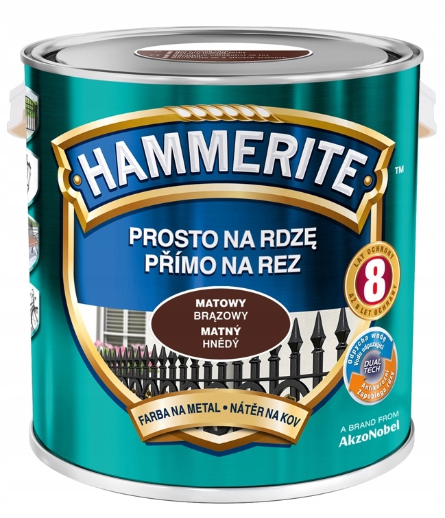 Farba Na Rdzę Hammerite- matowa, brązowa, 2.5l