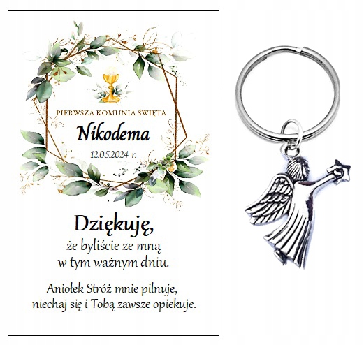 Podziękowanie dla gości breloczek ANIOŁEK NR 36 KOMUNIA PAMIĄTKA PODARUNEK