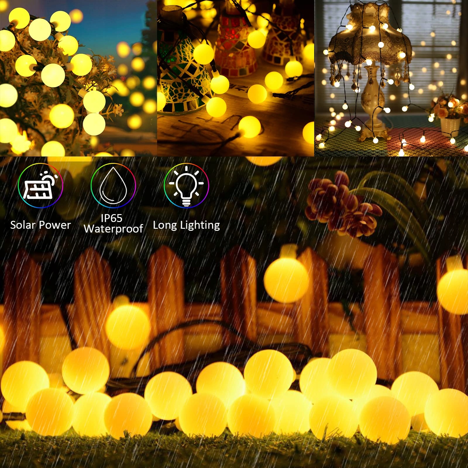 MICACORN Solarna Girlanda Zewnętrzna Wodoodporna 7m 50 LED Ogród — miniatura 4