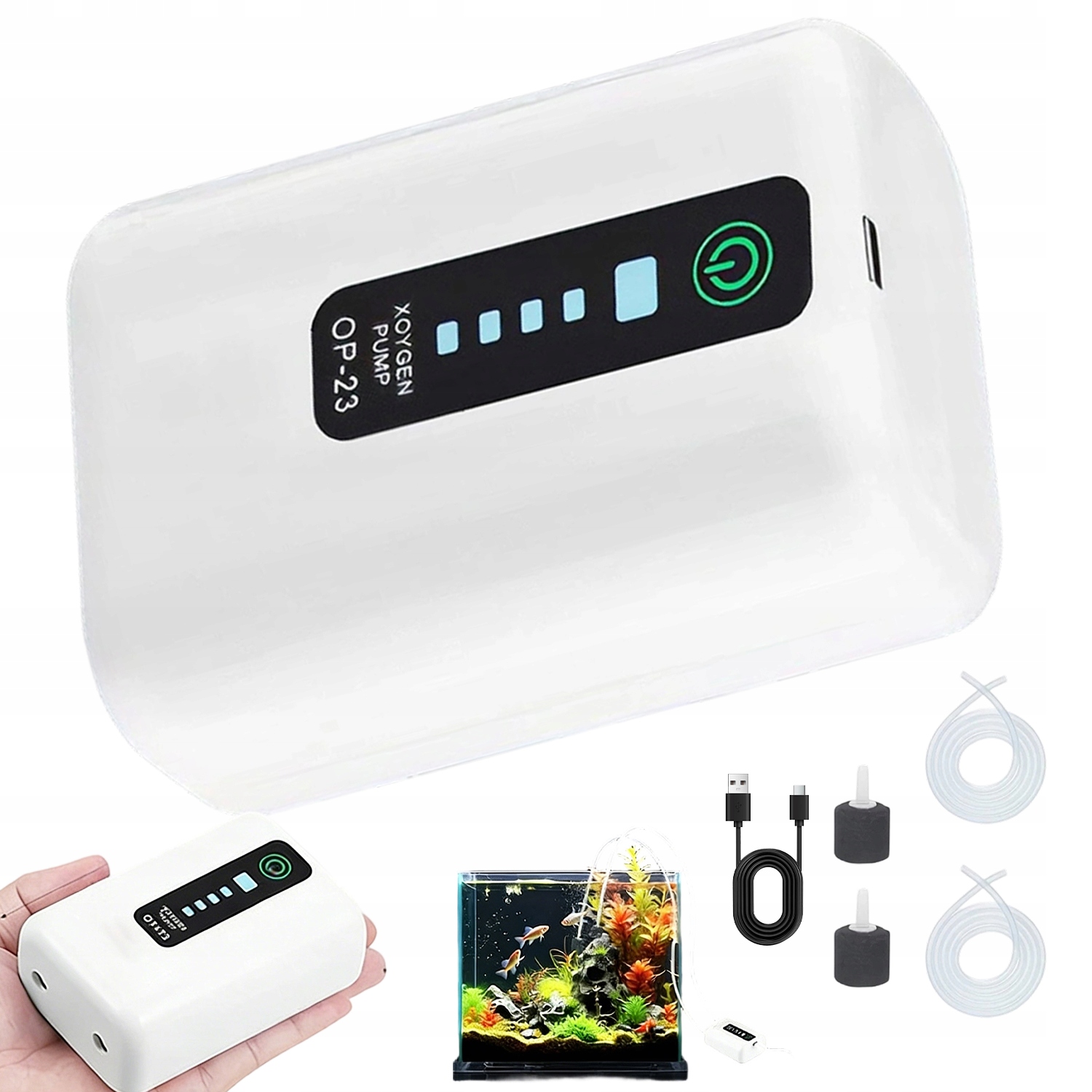 Levně Provzdušňovač Akvária Pumpa S Regulací Tichá Výkonná 2W 2x90 L/h