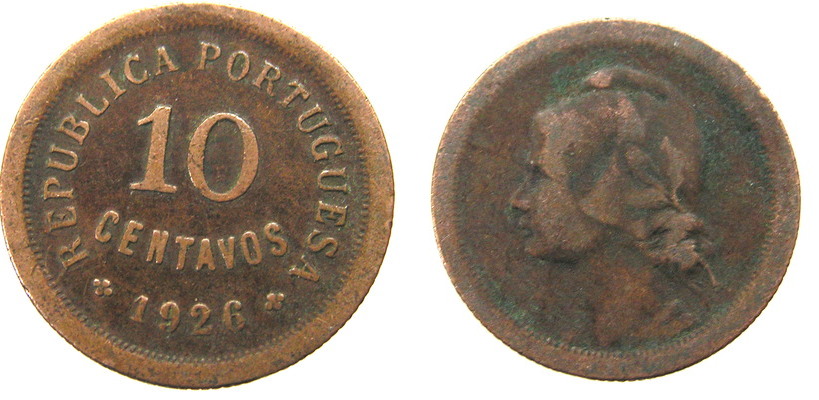 347. PORTUGALIA, 10 CENTAVO, 1926