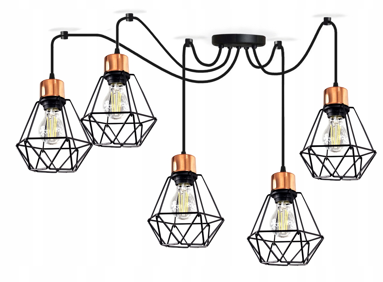 Luster Lampa Pavúk Drôtik Diamond 5 Medený
