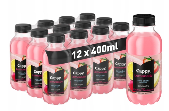 Cappy Lemoniada o smaku Cytryna-truskawka 12x400ml