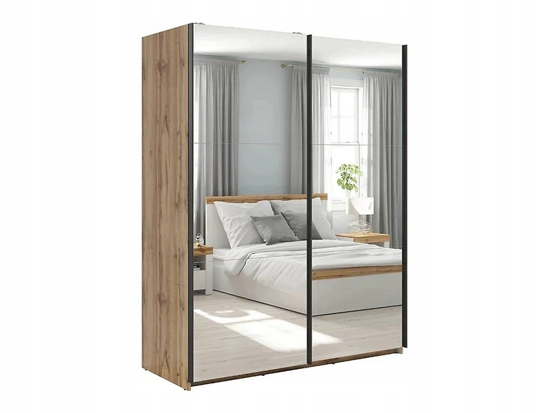 Szafa przesuwna Tetrix 153 cm z lustrem dąb wotan