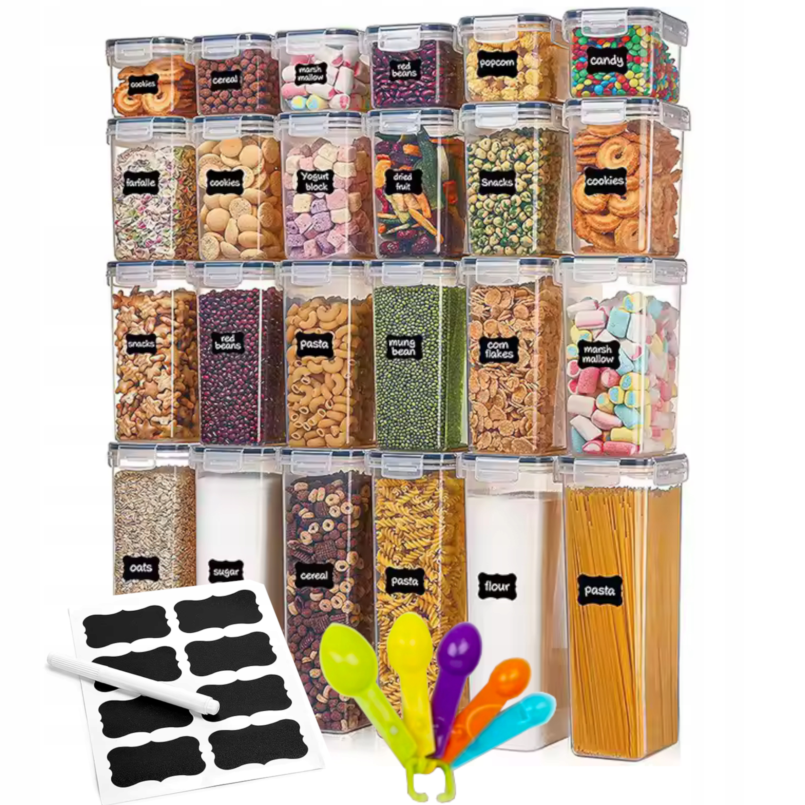 Dózy Na Potraviny Sada 24ks Plastová Krabička Na Potraviny