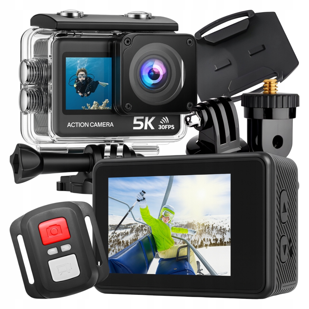 Kamera sportowa action camera Ausek 5K Ultra Hd dual screen dotykowa Wifi