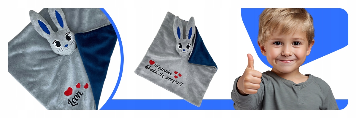 PREZENT NA CHRZEST KOCYK PLUSZOWY KRÓLIK Z IMIENIEM KOCYK DO PRZEDSZKOLA Szerokość produktu 30 cm