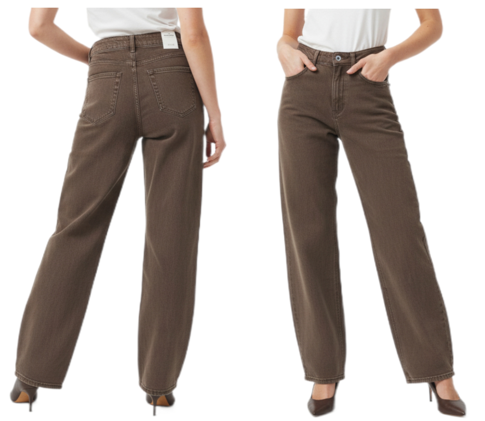 Spodnie Damskie Jeansy Szerokie Wide Leg Balloon Czekoladowe Brązowe XL