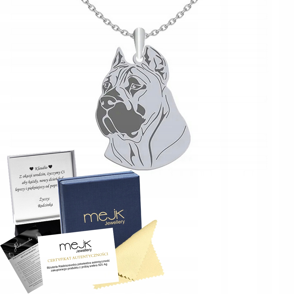 Stříbrný náhrdelník se psem Perro De Presa De Canario 925 Žena Gravírování